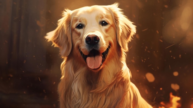 Un dipinto di un cane golden retriever