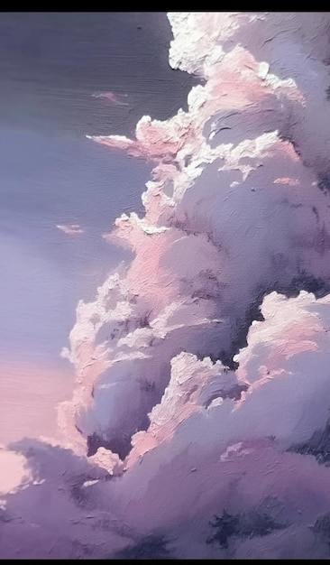 Un dipinto di un cielo con nuvole e una luna