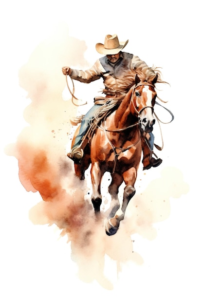 Un dipinto di un cowboy a cavallo Immagine generativa AI