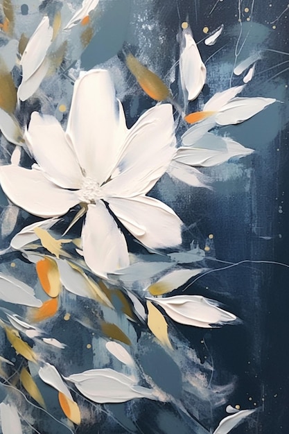 un dipinto di un fiore con la parola "white quote" su di esso