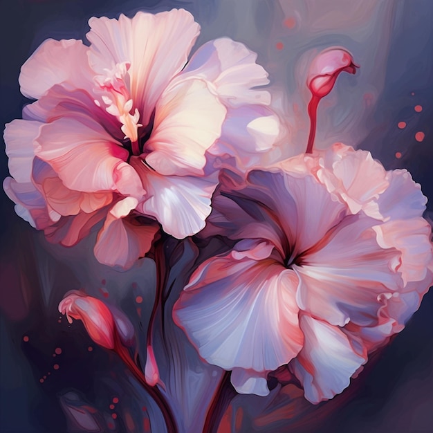 Un dipinto di un fiore con petali rosa