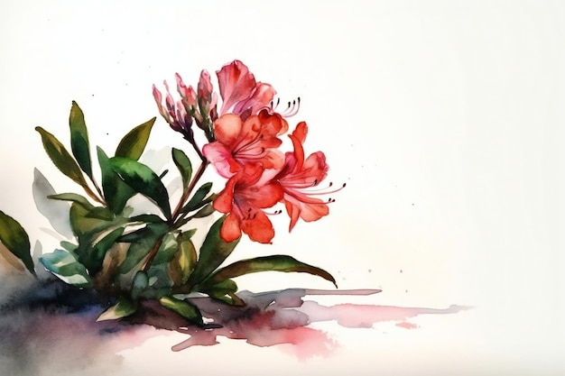 Un dipinto di un fiore con sopra la parola azalea