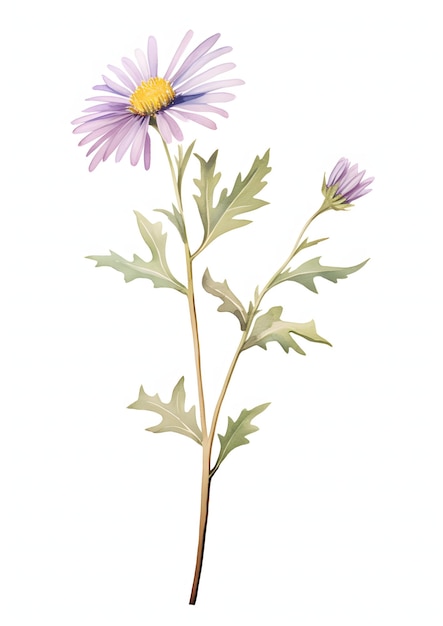 un dipinto di un fiore viola con il centro giallo
