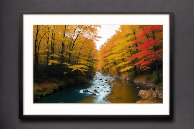 Un dipinto di Un fiume sullo sfondo dell'acquerello Pittura ad acquerello Arte digitale AI generativa