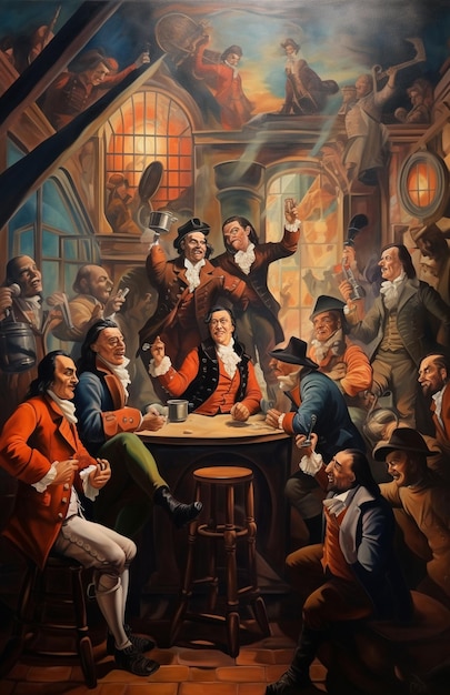 un dipinto di un gruppo di uomini che giocano a carte con la scritta "il re" in alto.