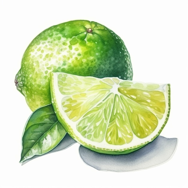 un dipinto di un lime e mezzo di un lime generativo ai