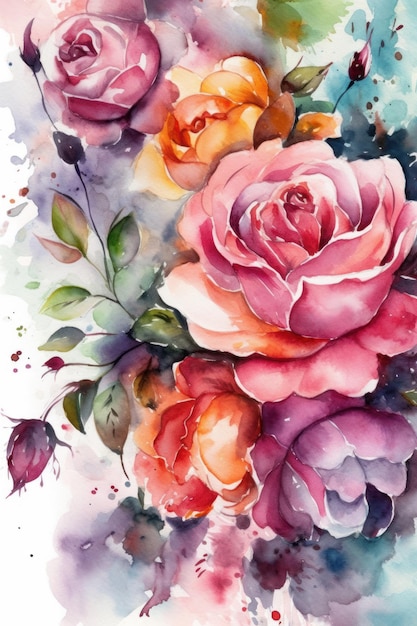 Un dipinto di un mazzo di rose