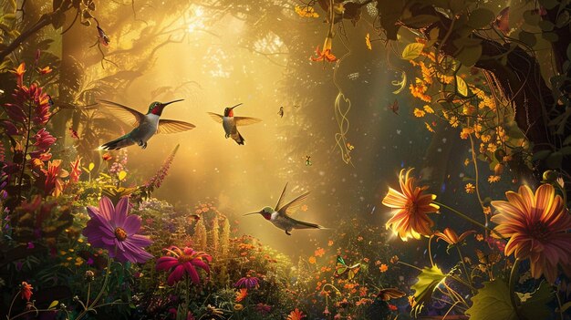 un dipinto di un mondo sottomarino tropicale con farfalle e fiori