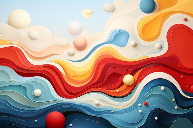 un dipinto di un oceano colorato con uno sfondo colorato con le bolle e le bollicine