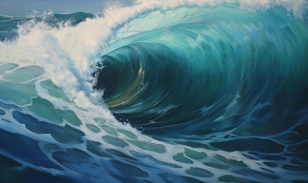 un dipinto di un'onda su cui c'è la parola ".