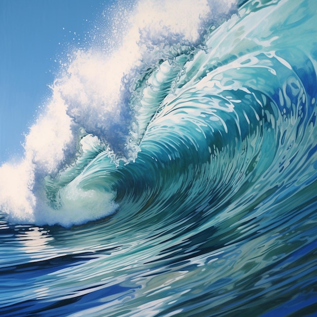 un dipinto di un'onda su cui c'è la parola ".