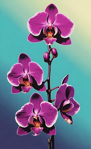 un dipinto di un'orchidea viola con le parole "orchidea" sopra