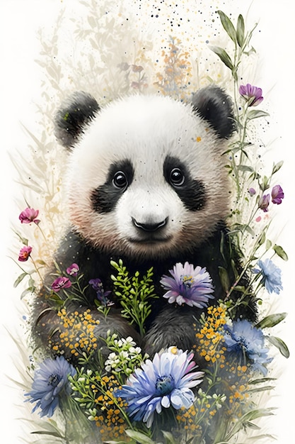 Un dipinto di un orso panda