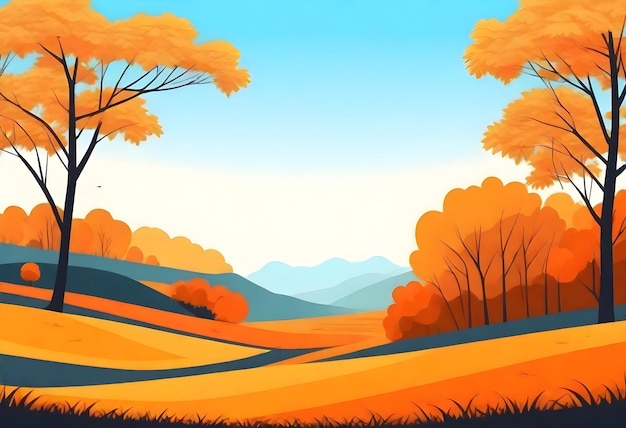 un dipinto di un paesaggio con montagne e alberi