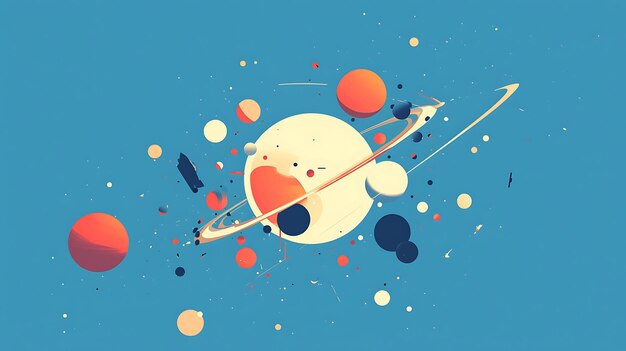 un dipinto di un pianeta con una nave spaziale sullo sfondo