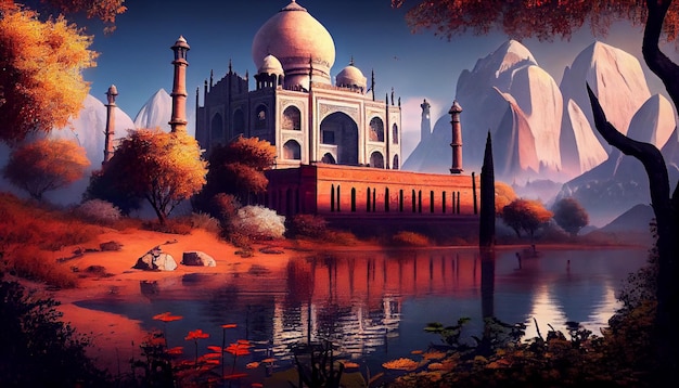 Un dipinto di un Taj Mahal in India