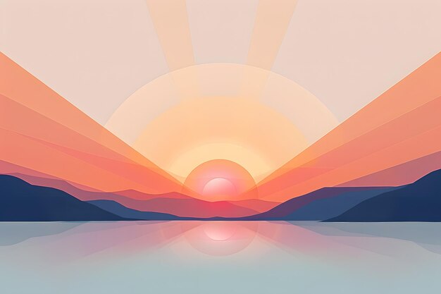 un dipinto di un tramonto con un sole sullo sfondo