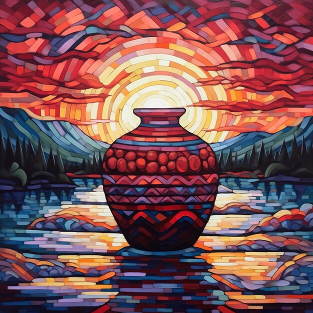 un dipinto di un vaso con la parola la parola su di esso