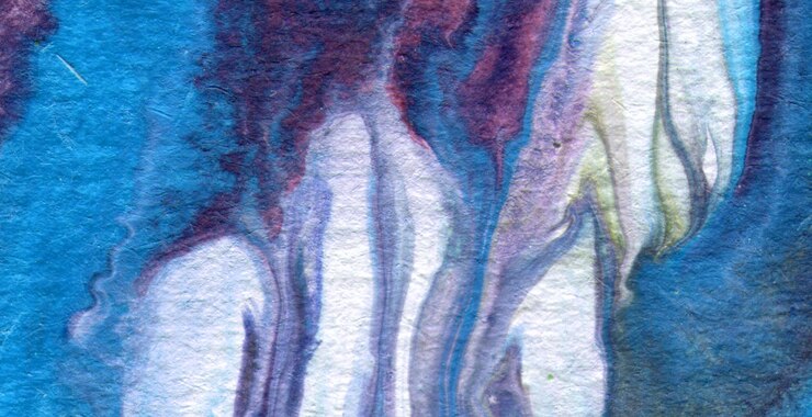 Foto un dipinto di un vortice blu e viola