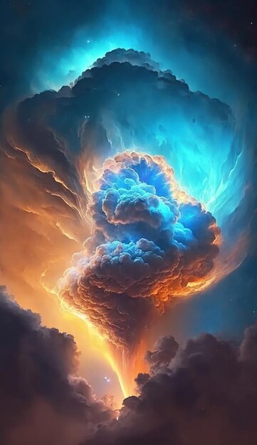 Un dipinto di un vulcano da cui esce del fumo