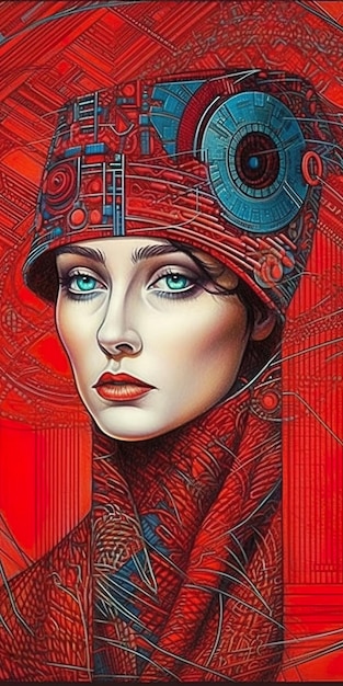 Un dipinto di una donna che indossa un cappello Immagine di intelligenza artificiale generativa