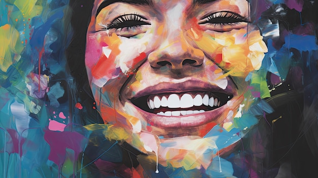 Un dipinto di una donna sorridente