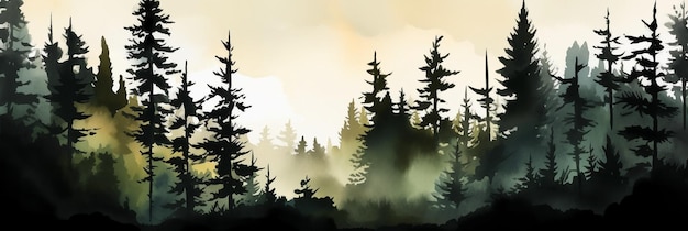 Un dipinto di una foresta con uno sfondo verde e la scritta "foresta" sul fondo.