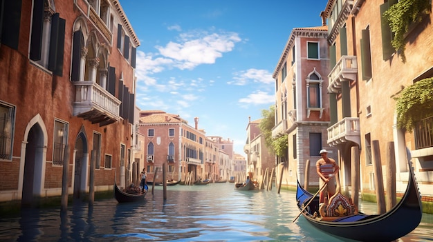 Un dipinto di una gondola a Venezia