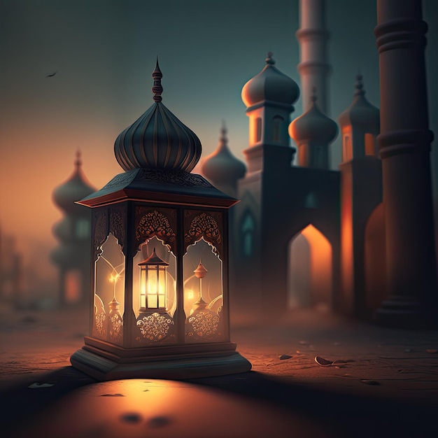 Un dipinto di una lanterna con sopra le parole "eid".