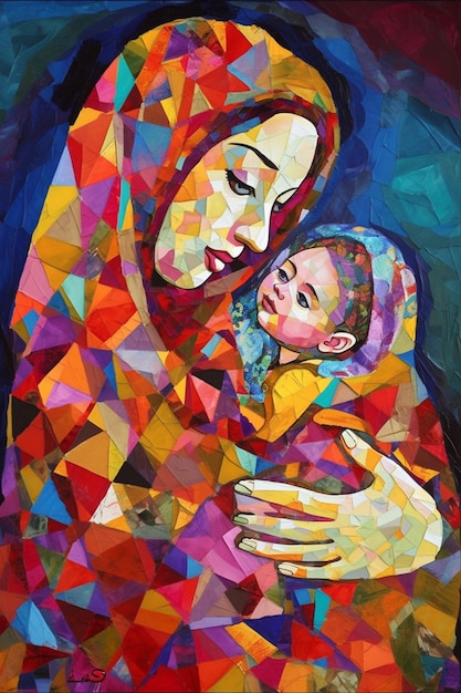 Un dipinto di una madre e un bambino
