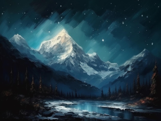 Un dipinto di una montagna con il nome mt.