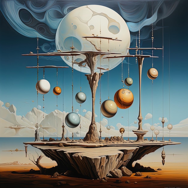 un dipinto di una nave con pianeti e la scritta "pianeti" sopra.