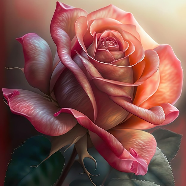 Un dipinto di una rosa con la parola "sopra"