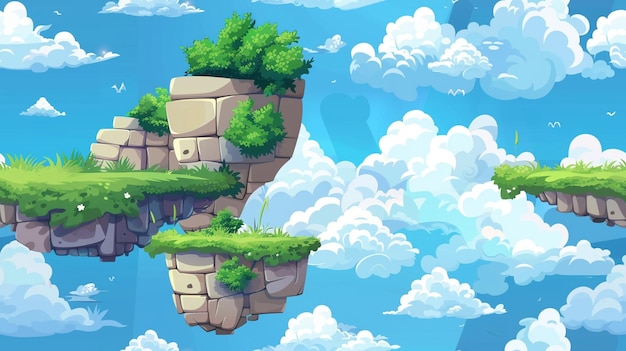 un dipinto di una scogliera con una casa in cima e un cielo con nuvole e alberi