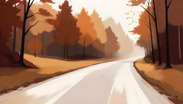 un dipinto di una strada con una strada che la attraversa