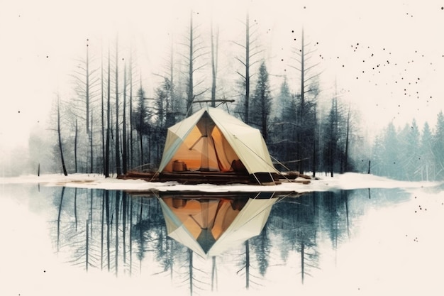 Un dipinto di una tenda