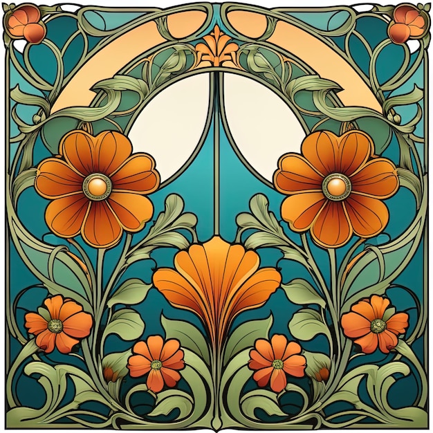 Un dipinto di vari colori in stile art nouveau