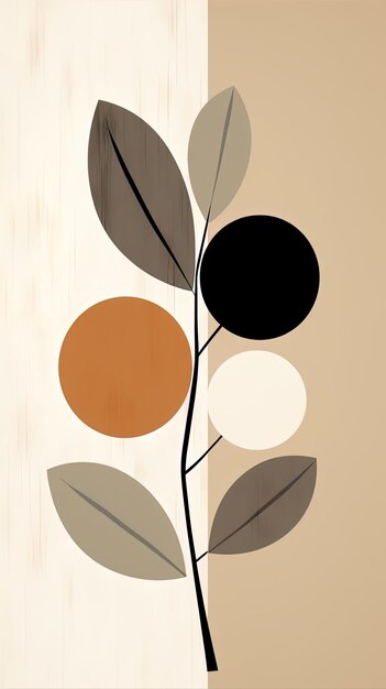 un dipinto marrone e marrone di foglie con un cerchio marrone in fondo