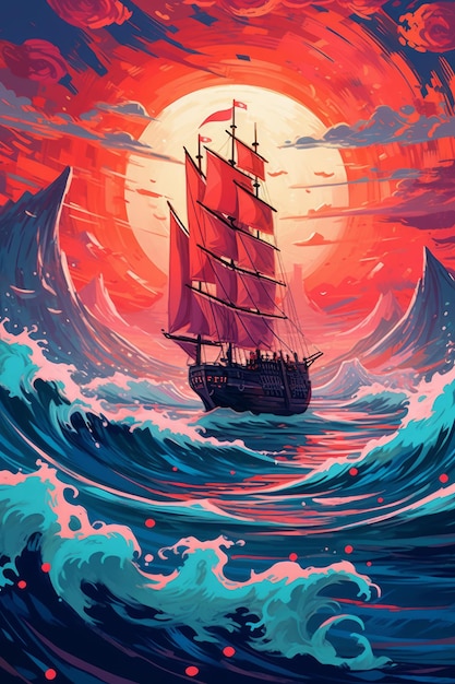 Un dipinto originale di una barca a vela