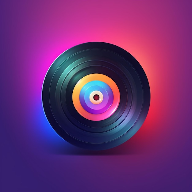 Un disco colorato con sopra la parola musica