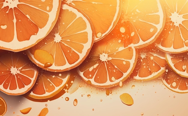 Un disegnato arance texture sfondo acquerello frutta alimenti biologici illustrazioni ai generato