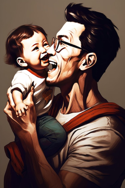 Un disegno a fumetti di un bambino che tiene in braccio un bambino