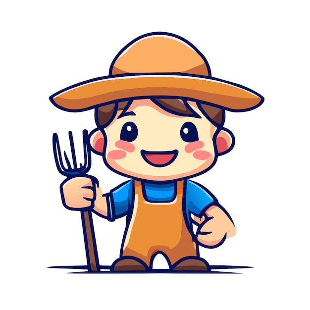 un disegno a mano carino contadino maschio cartone animato vettoriale illustrazione piana 2