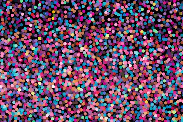 un disegno a punti di confetti multicolore su uno sfondo nero