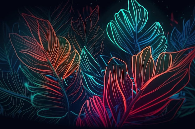 Un disegno al neon di una pianta