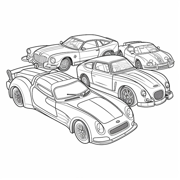 Un disegno al tratto di un'auto con sopra il numero 50