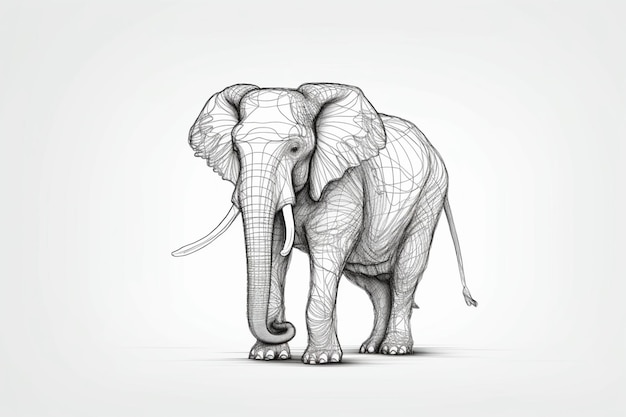 Un disegno al tratto di un elefante