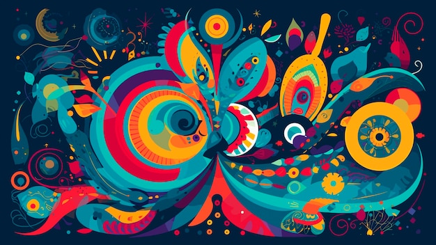 Un disegno astratto colorato con colori e forme audaci e vivaci