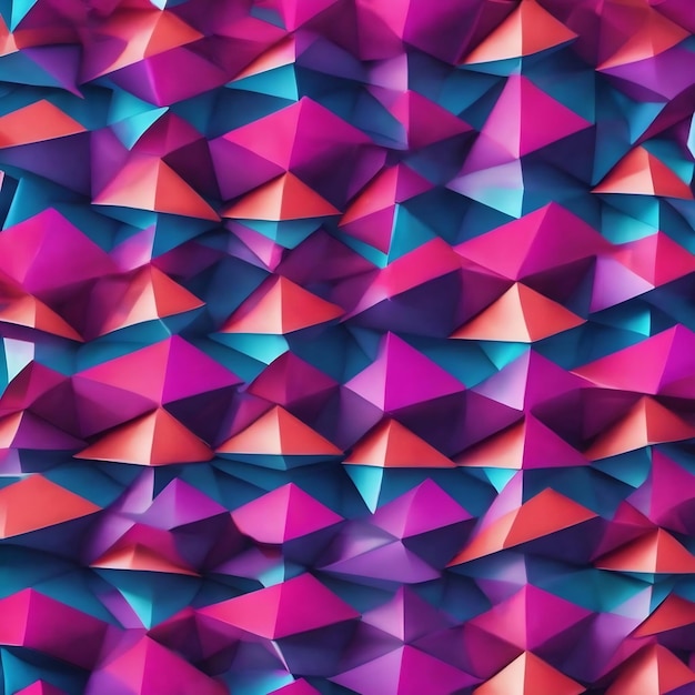 Un disegno colorato con forme geometriche e triangoli in blu e rosa