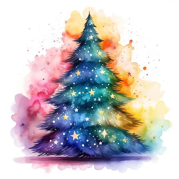 un disegno colorato di un albero di Natale con la parola " Natale " sopra.